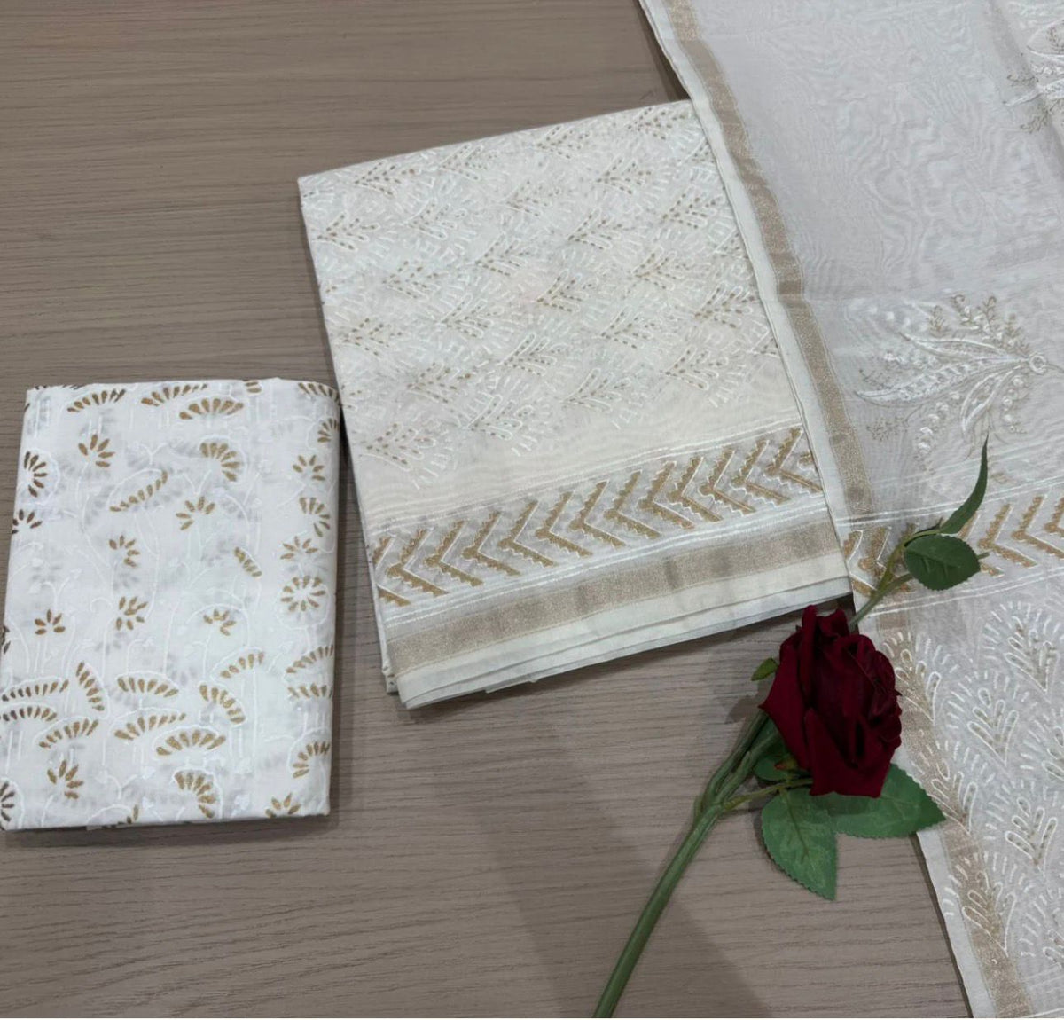 Hand Block Bagru and Sanganeri Printed Chanderi Silk 3PC Unstiched Suit With Chanderi Silk Dupatta